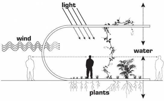 Der gefaltete Streifen im Zusammenspiel mit Licht, Wind und der Natur 